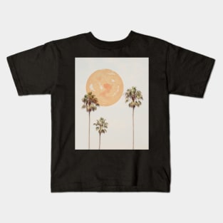 Orange moon and palm trees Kids T-Shirt